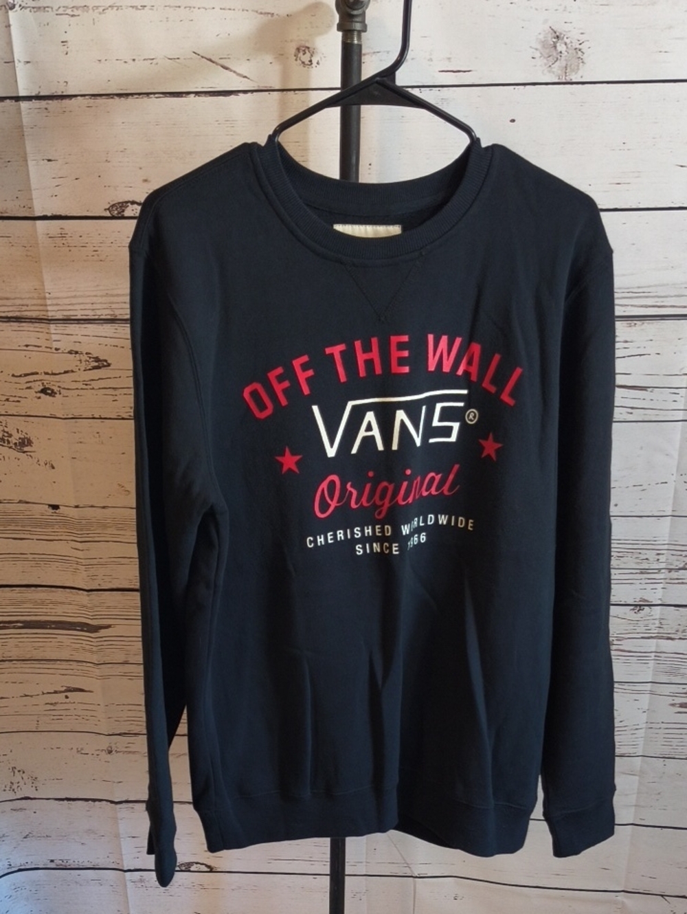 Vans Black Sweatshirt with Red and White Logo Graphics
